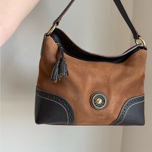 Vintage Dooney & Bourke Brown and Black Leather Hobo Bag